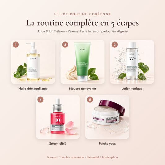 Lot routine coréenne 5 étapes – Anua & Dr.Melaxin