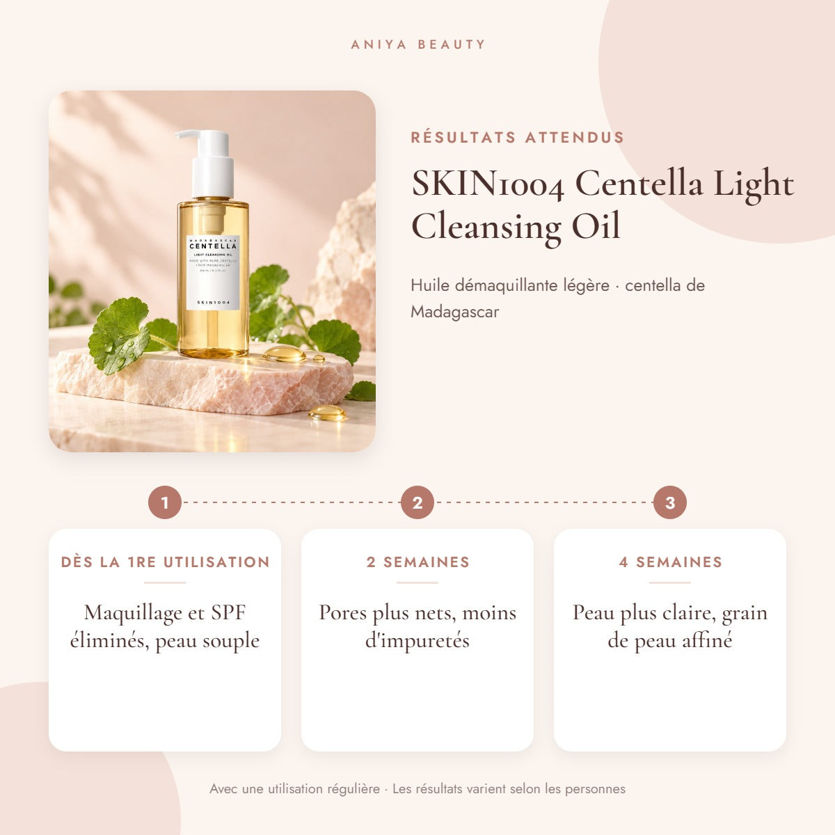 SKIN1004 Centella Light Cleansing Oil – Résultats attendus avec une utilisation régulière