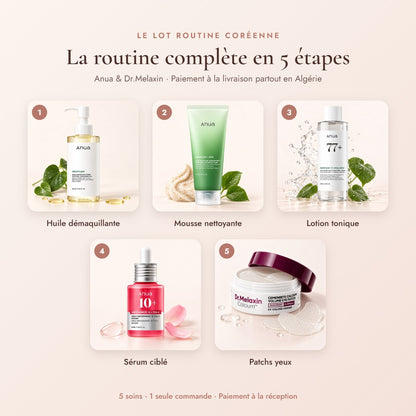Lot routine coréenne 5 étapes – Anua & Dr.Melaxin