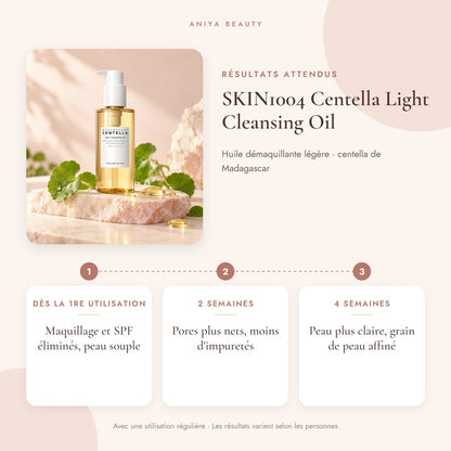 SKIN1004 Centella Light Cleansing Oil – Résultats attendus avec une utilisation régulière